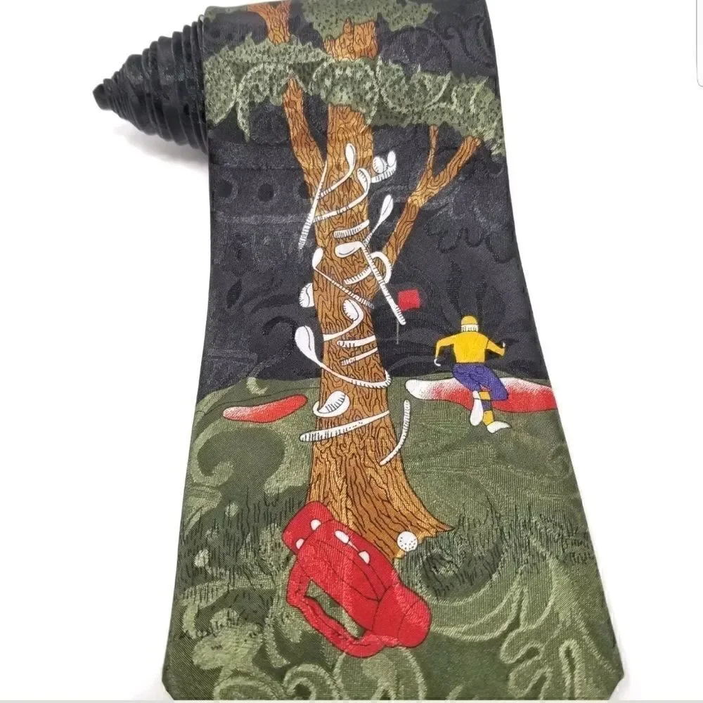 Mens Golfing Golf Clubs Sporty Novelty Necktie